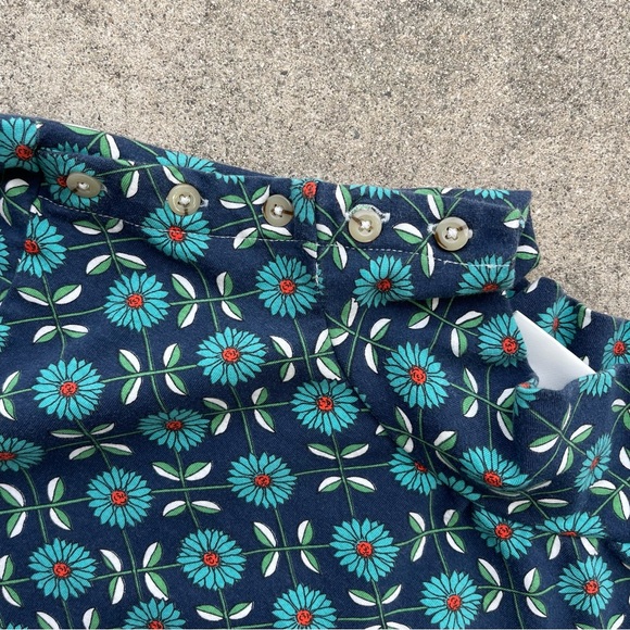 Maeve Anthropologie Floral Blouse Mock Neck button shoulder Cottagecore blue L - Picture 2 of 6